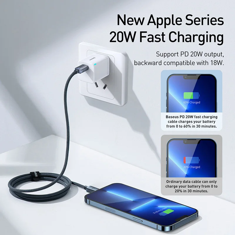 For Apple iPhone Charger 20W PD USB-C Type Fast Charging Cable