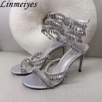 Sandales d'été à talons hauts pour femmes, chaussures de mariage, gladiateur 2