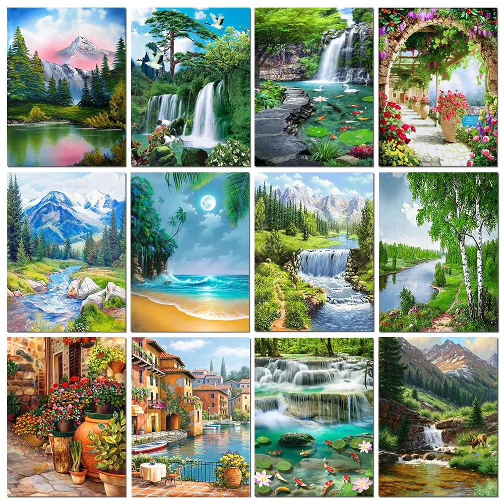Diamond Painting Full Round Square Diamond Painting Landscape Forest Art Rhinestone Picture Mosaic DIY 5D Cross Stitch Embroidery Home Decoration