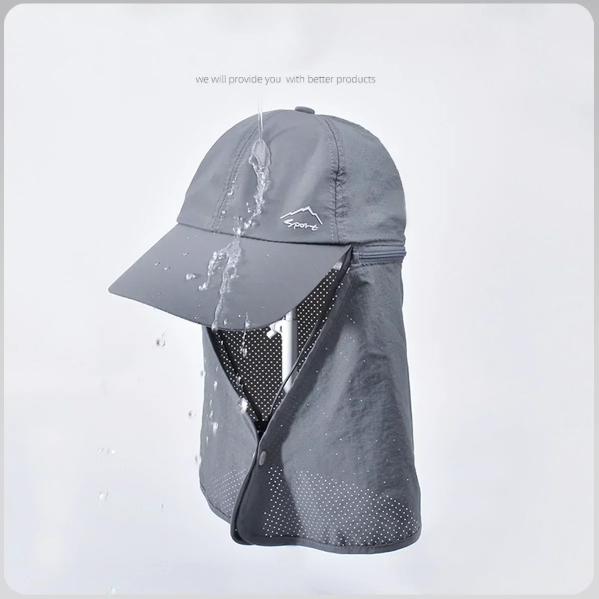 Baseball caps Men Summer Fishing Sun Protection Baseball Cap Quick Drying Waterproof Detachable Sun Cap Shawl Women Outdoor Bicycle Visor Nasi