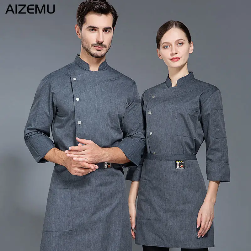 

Long Sleeve Chef Clothes Uniform Restaurant Kitchen Cooking Chef Coat Waiter Work Jackets Professional Uniform Overalls Outfit