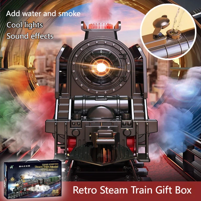 1:64 Retro Steam Rc Train Simulation High Speed Remote Control Train Parking Lot Children Boy Electric Track Toy Nostalgic Model 3