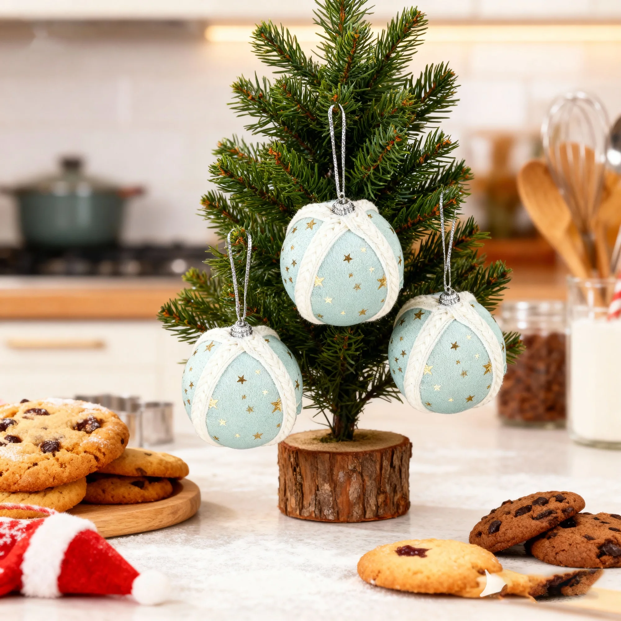 Shimmering Snowflake Christmas Ornaments Set with Glittery Star Design for Festive Holiday Tree Decorations