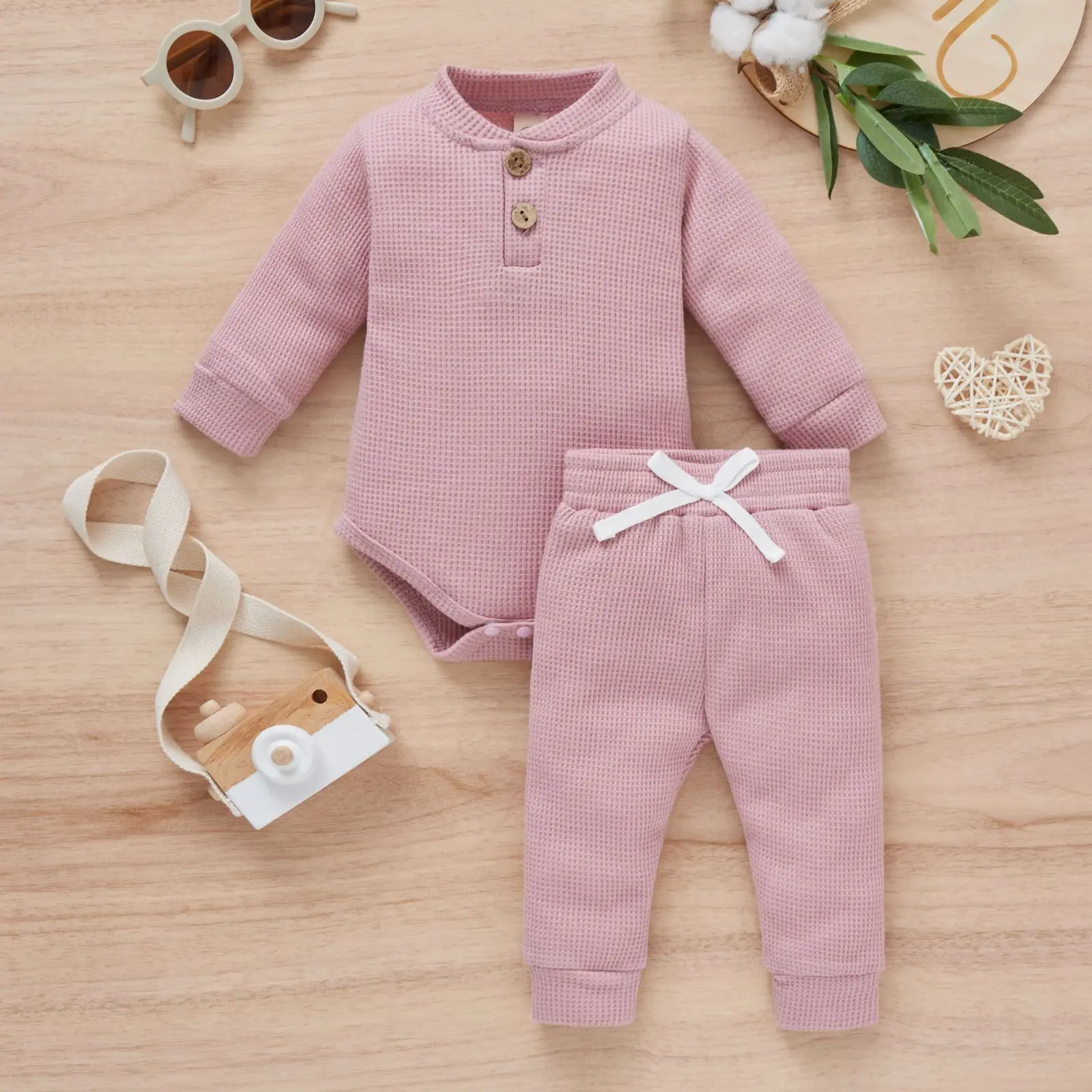 baby's complete set of clothing Baby Clothes Set 2pcs Spring Solid Long Sleeve Cotton Bodysuit Pants Autumn Infants Suits Toddler Boys Girls Outfits baby clothes set gift Baby Clothing Set