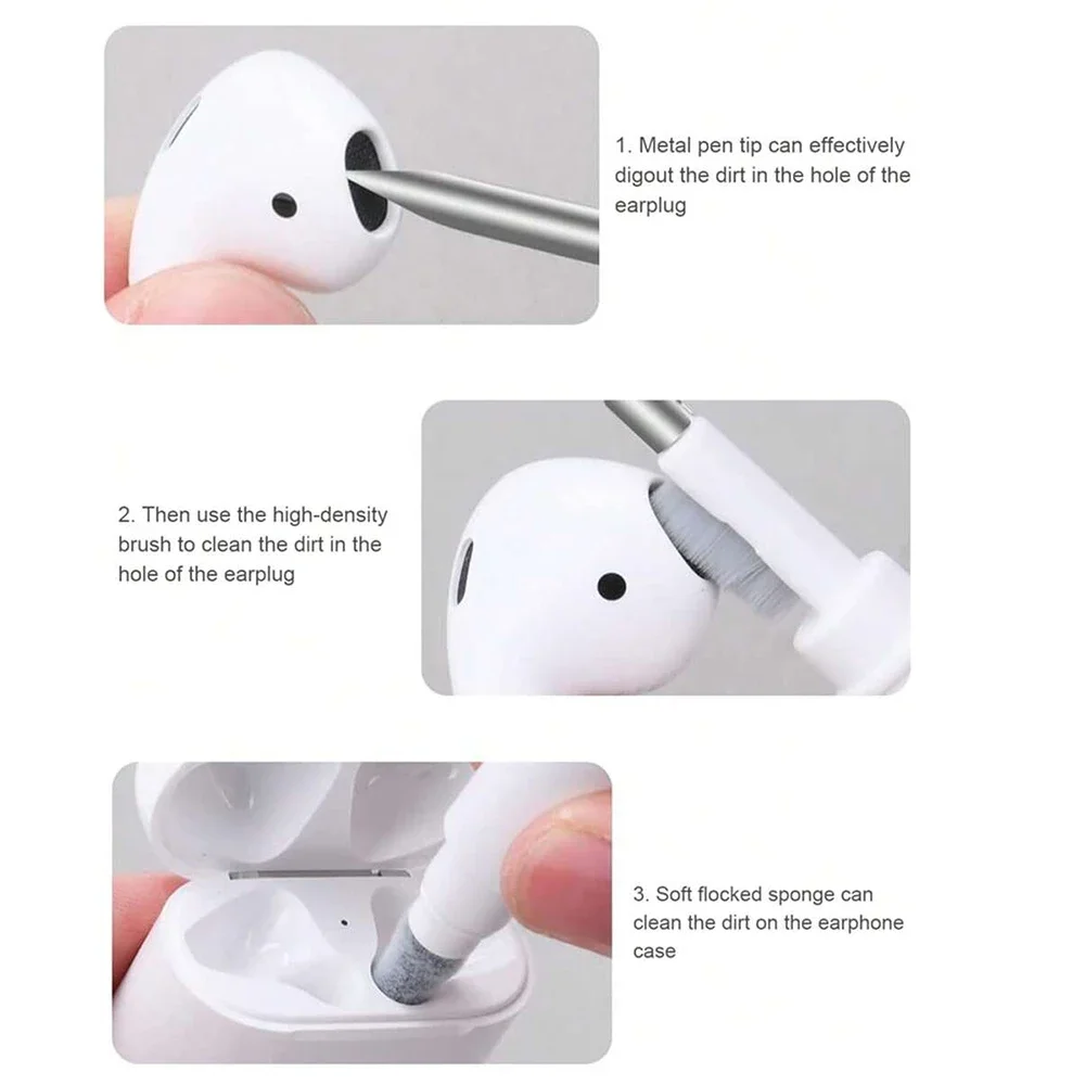 Portable Earphone and Camera Cleaning Pen with Brush
