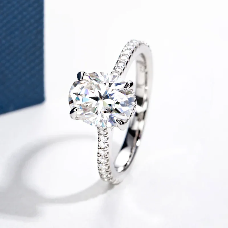 3.0ct Oval Cut Moissanite Engagement Rings For Women 925 Sterling Silver Wedding Anniversary Fine Jewelry
