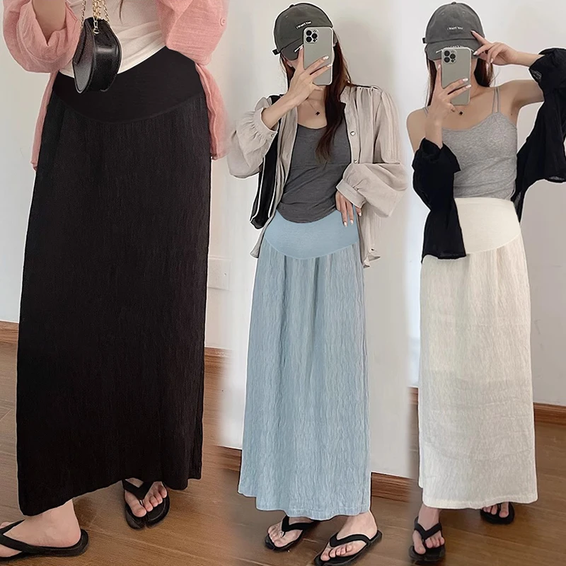 spring maternity dobby skirts slim back split ankle-length pregnant woman empired dobby skirts