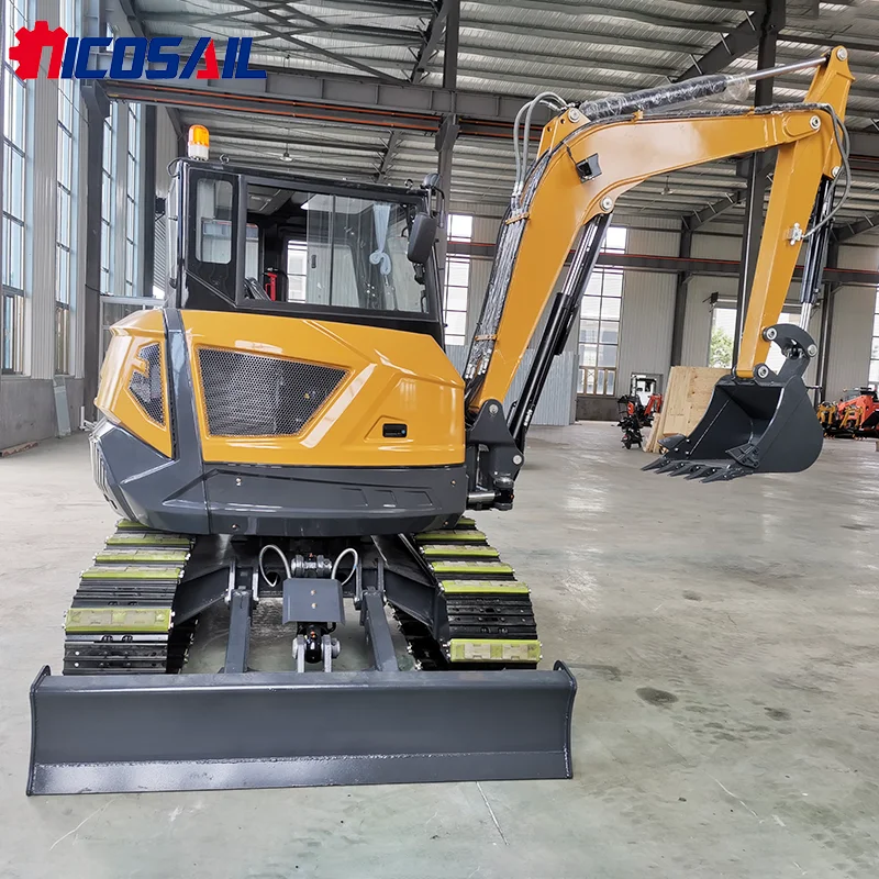 Nicosail 6,5-Tonnen-Bagger OKW65 Hydraulischer Kleiner Raupenbagger Mini-Bagger Betriebsgewicht 6500 lbs Gummi-Raupenfahrwerk