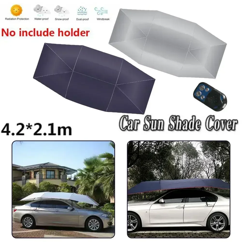 4.2x2.1m Car Summer Sunshade Umbrella Fully Automatic Folding Roof Summer Sunscreen Shed Remote Control Portable Canopy Cover