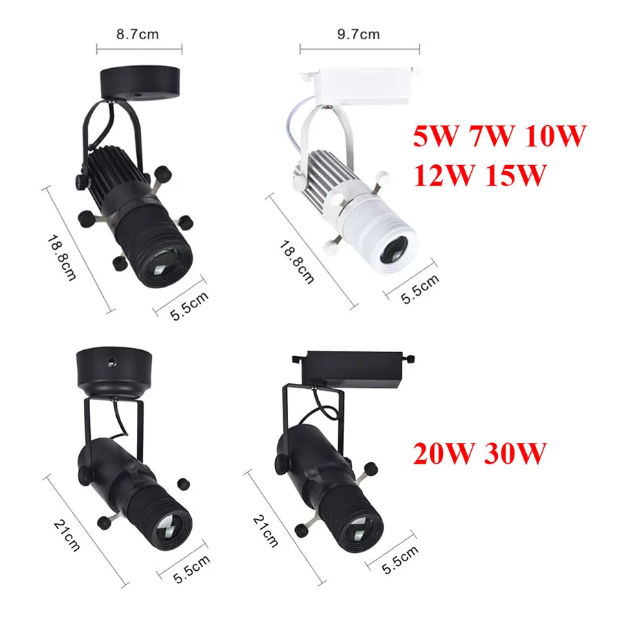 10W 20W 30W Dimmable Adjust Shape Graphics Cutting Light 2700K to 6500K Zoomable LED Track Light Painting LED Ceiling Spotlight 6