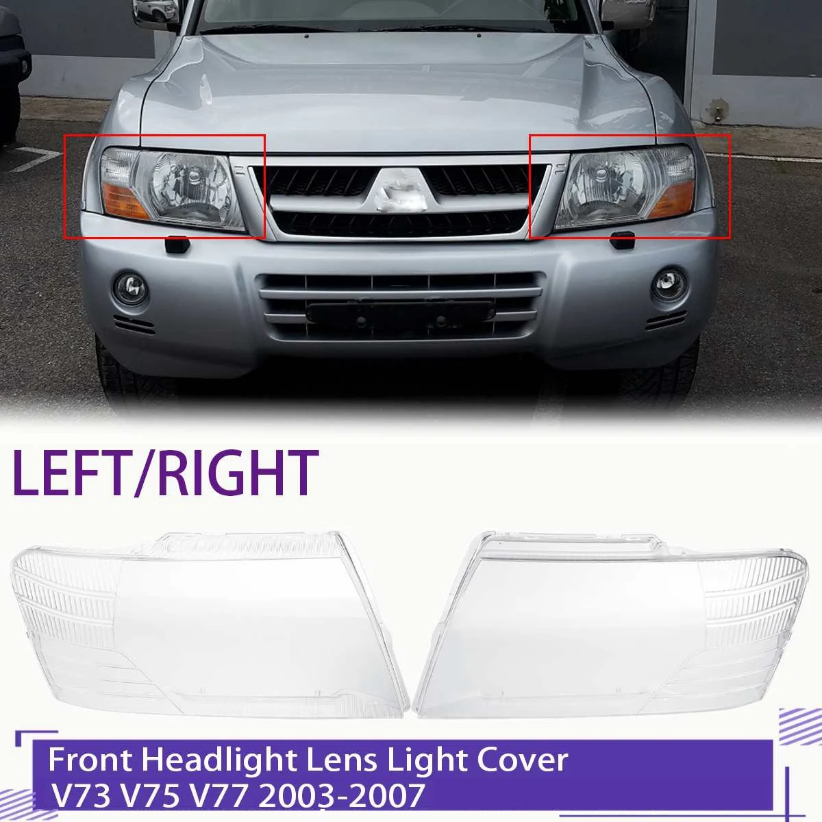 

Car Headlight Shell Lampshade Headlight Cover Lens Left Right for Mitsubishi Pajero V73 V75 V77 2003-2007