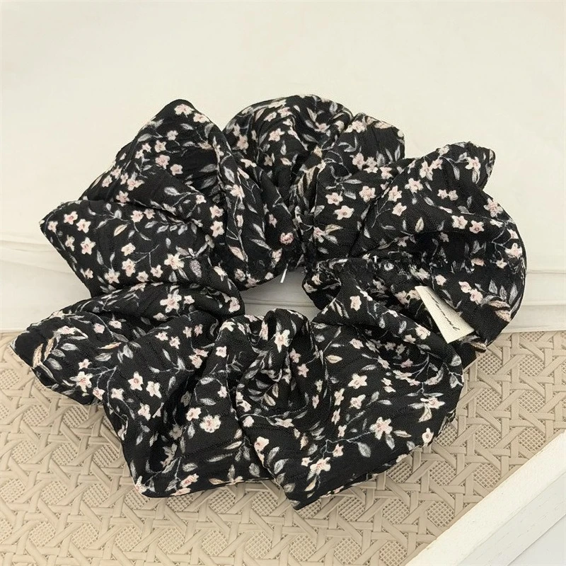 Vintage Blumen-Stoff-Haargummis, Geknitterte Stoff-Haaraccessoires, Eleganter Blumen-Pferdeschwanzhalter, Haarbänder, Blumen-Scrunchies – Detail 5