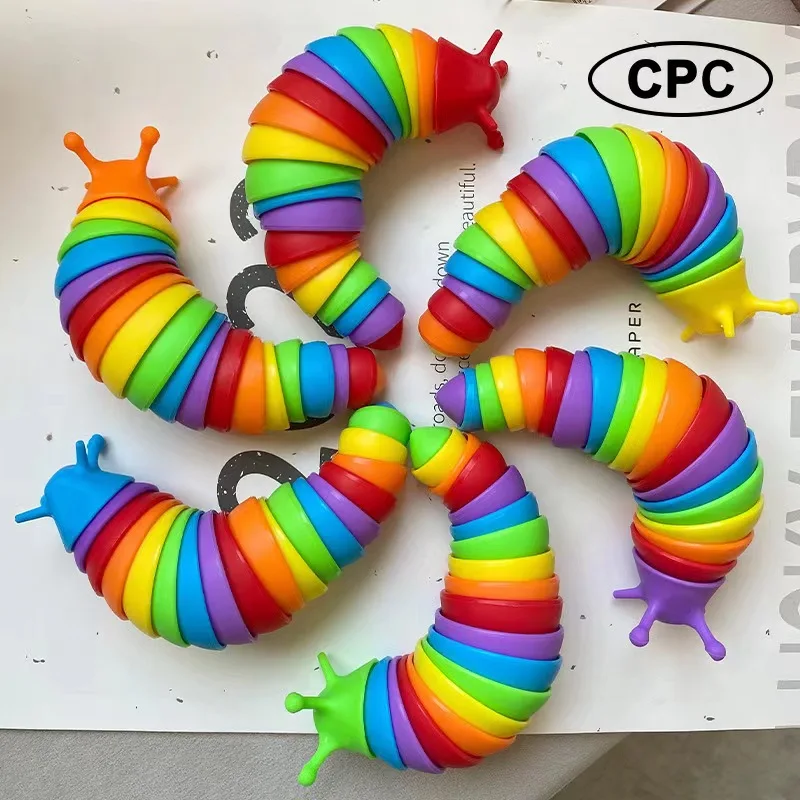 Funny Fidget Slugs Articulated Sensory Slug Toy Realistic Worm Caterpillar Fidget Toys for Kids Adults ADHD Autism Stress Relief