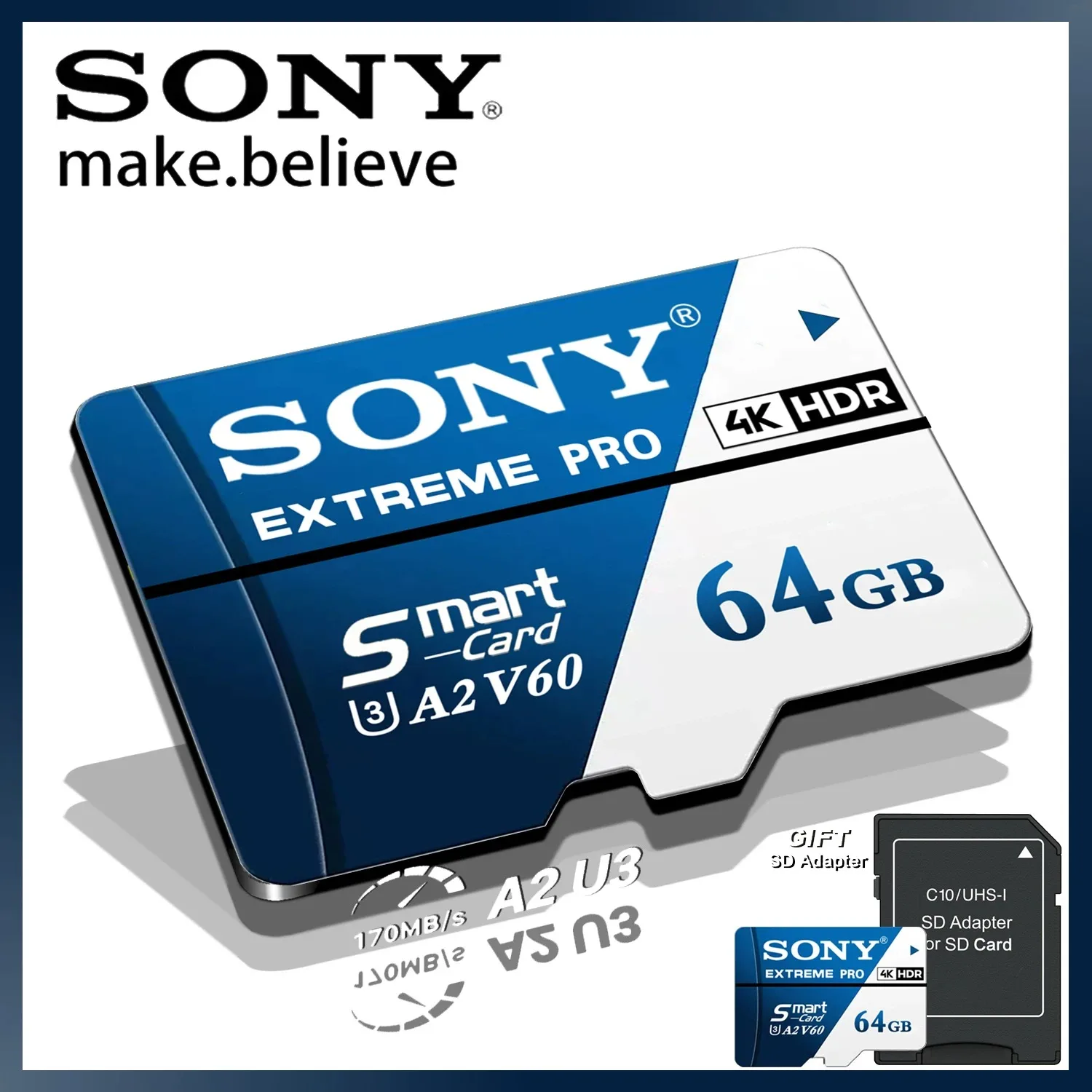 SONY Extreme Pro 1TB 512GB 256GB 128GB 64GB Micro sd card Class10 UHS-I Memory Card TF Flash Card 170MB/s A2 U3 V60 With Adapter