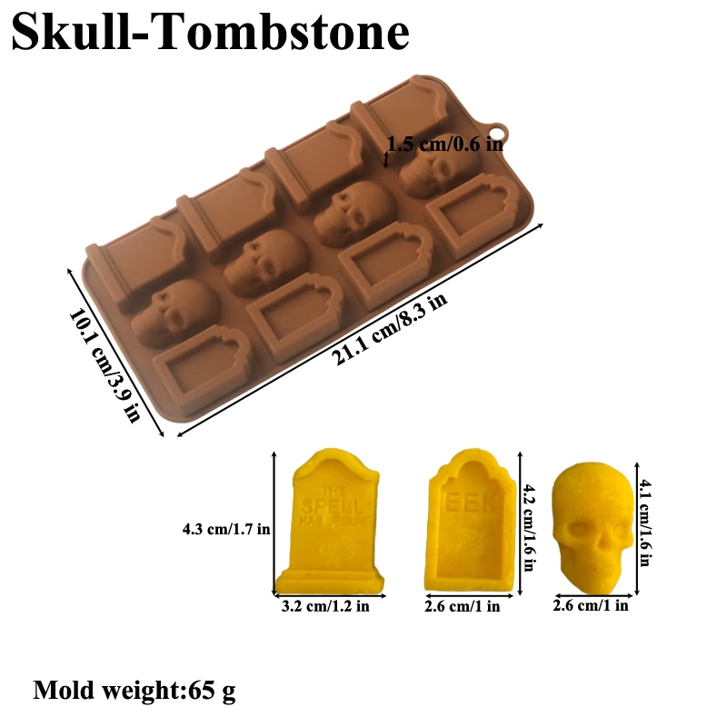 Halloween Silicone Cake Mold, Pumpkin Skull Bat Tombstone Ghost Spider Witch Shape Choc... - SKU HSCM1908 - UGI Packaging