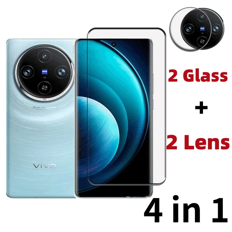 Per Vivo X100 Pro Class 3D Full Curved Glass Screen Protector Pellicola Per Telefono Vivo X100 X90 X80 X70 Pro Temperd Glass Camera Lens