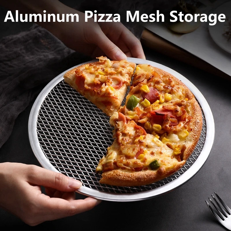 6/8/10/12/14inch Round Pizza Baking Tray DIY Pizza Screen Baking Tray Metal Net Non-stick Mold for Oven Seamless Aluminum Screen pizza bakeware