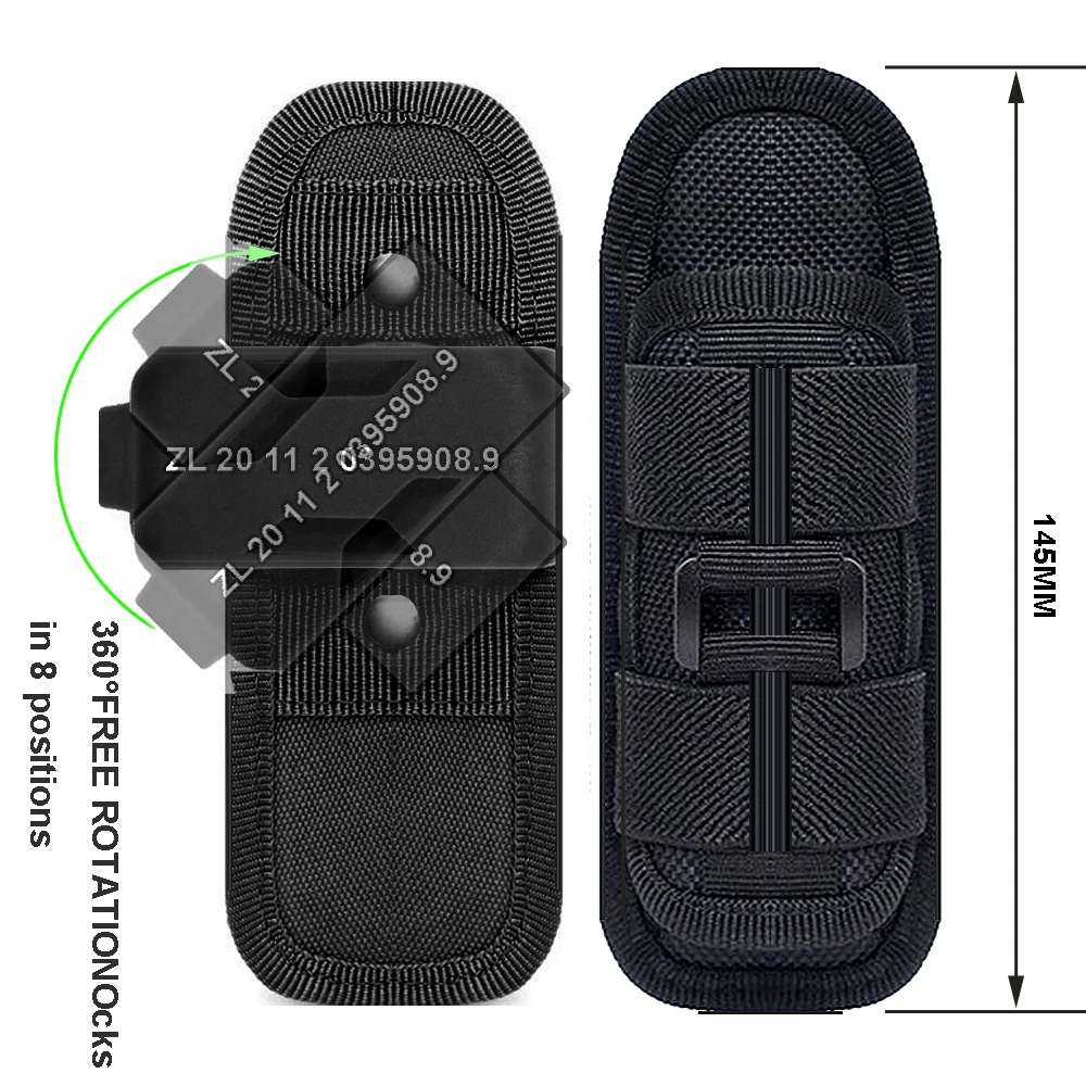 Flashlight Holster Stretchy Nylon LED Flashlight Holster for Duty Belt Carry Case Holder 360 Degree Rotatable Clip flashlight holster,flashlight holder