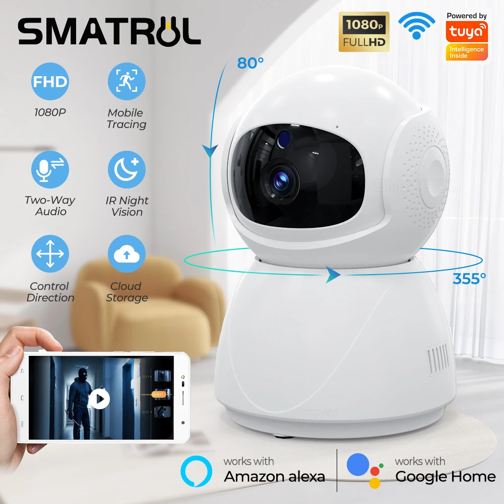 

Tuya Smart 1080P FHD CCTV Camera Camera AI Auto Tracking PIR Motion Human Detection Camera Two Way Voice Indoor Home Security