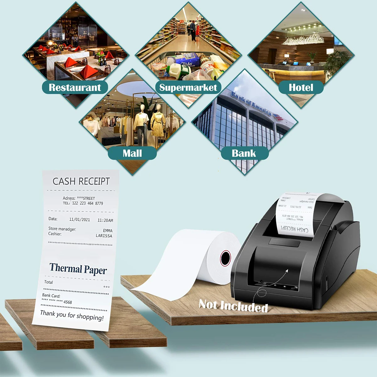 3 1/8&rdquo; x 50ft Thermal Paper Rolls-Receipt paper rolls &ndash; Point of Sale Cash Register-Thermal printer