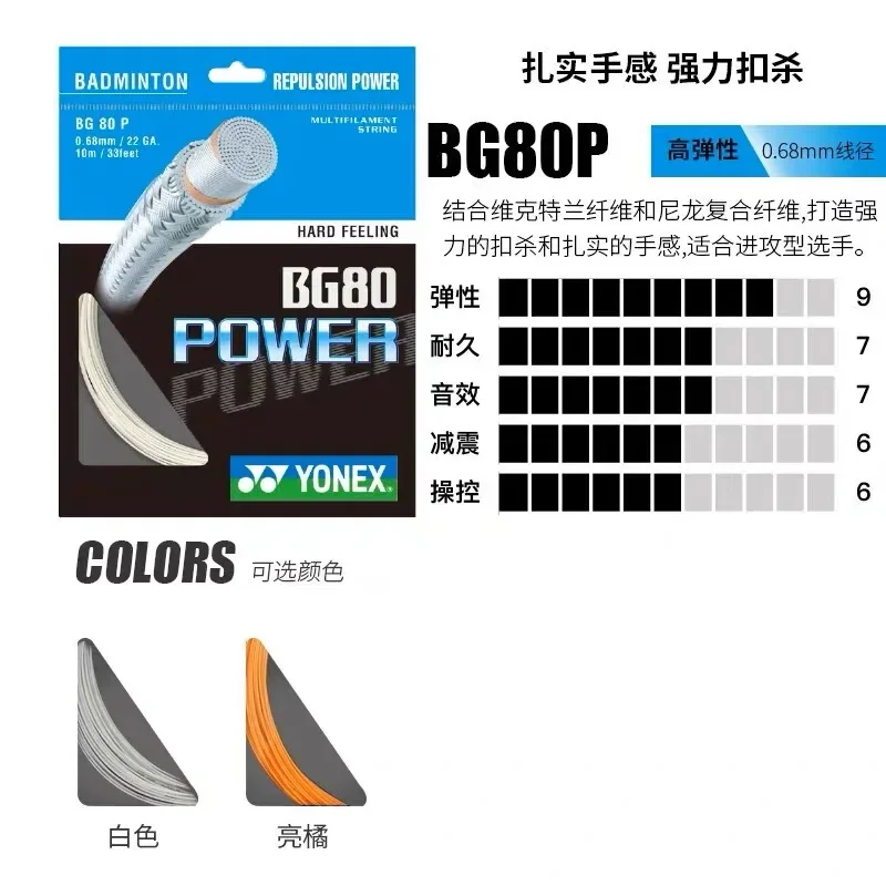 Description Picture 3 of itemYONEX Badminton Racket String BG80 Power Endurance High Elastic Professional Training Competition Badminton String 0.68mm