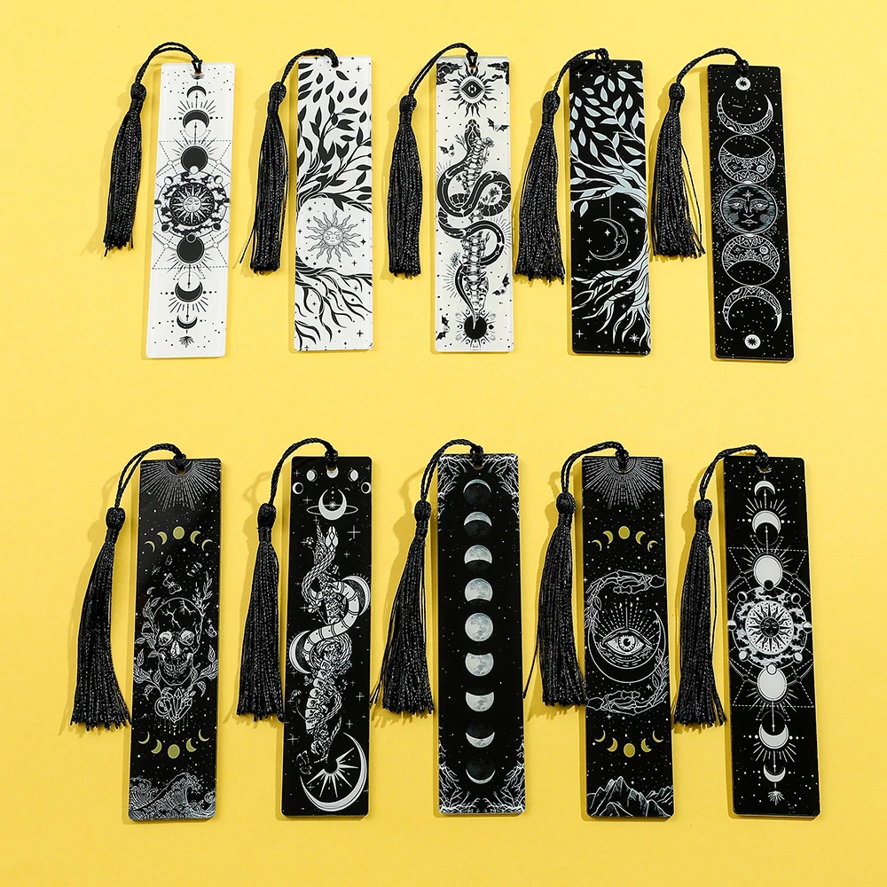 1pcs/2pcs Tree of Life Moon Tarot Element Patter Acrylic Bookmarks