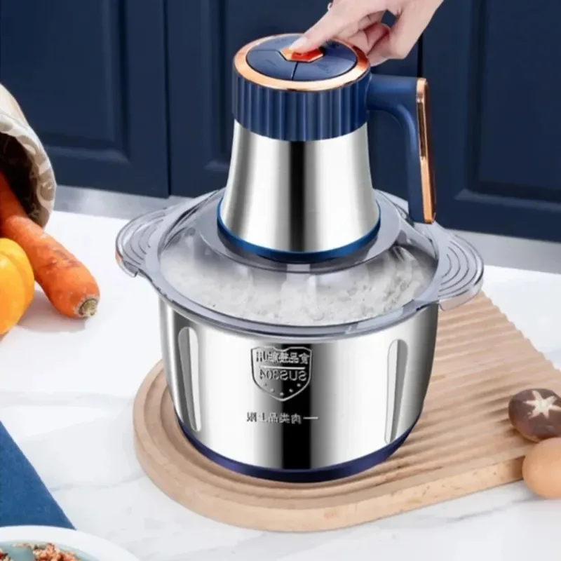 5L High-Capacity Stainless Steel Automatic Meat Grinder Home Blender Multi-Function Food Processor Multi-Speed Adjustment