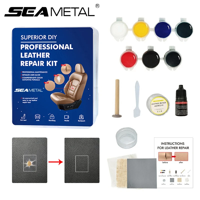 Car Leather Repair Kit 7 Colors DIY Repair Car Seat Leather Burns Scratches Abrasion Cracks Restoration