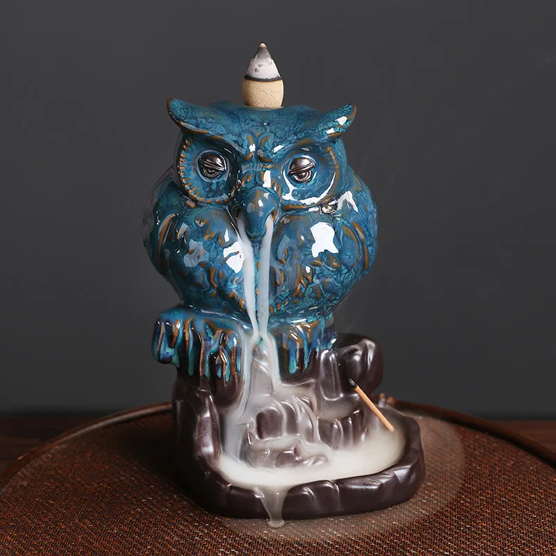 Smoke Waterfall Backflow Incense Burner Creative Owl Shape Incense