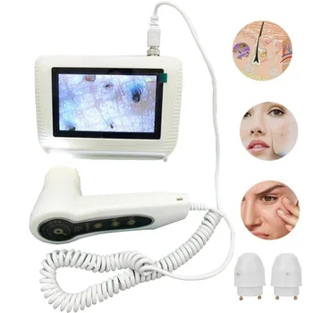 Rilevatore di capelli e follicoli piliferi da 5 pollici, tester di umidità e olio, analizzatore portatile della pelle 50X/200X, monitor per la cura della pelle ricaricabile