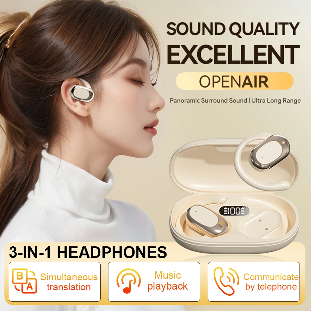 Wireless BT Language Translator Earbuds 144 languages BT 5.4 Ai Translating Earbuds Headphones LED Mirror Power Display for IOS
