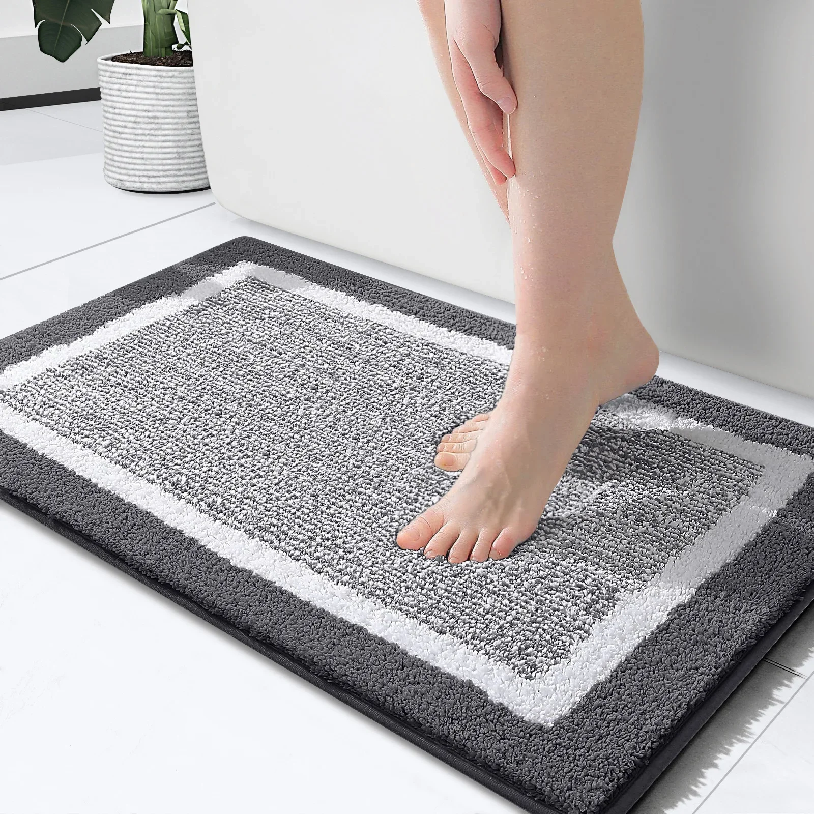 Large Bathroom Rugs Non Slip Bath Mats Bathroom Machine Washable Plush Carpet Room Floor Decor Absorbent Bath Rugs Shower