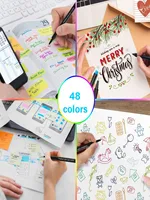 Художественные цветные ручки Bview, тонкие точечные маркеры, тонкий наконечник, ручки для рисования, тонкая ручка для журнала, письма, заметок, искусства, офиса — изображение 6