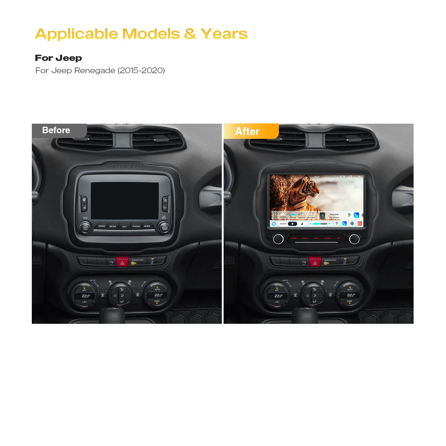 XTRONS Reproductor Multimedia para Auto de 9'' con Android 14 para Jeep Renegade 2015-2020, Estéreo con Carplay Inalámbrico Integrado, GPS para Auto, 8 Núcleos, 8+128GB 2