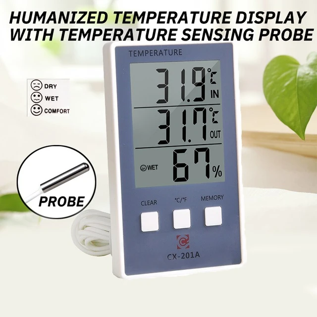 Mini Digital Thermometer Hygrometer with Probe Indoor Temperature Humidity  Meter Gauge LCD Fahrenheit Display Hygrometer Thermometer Gauge for