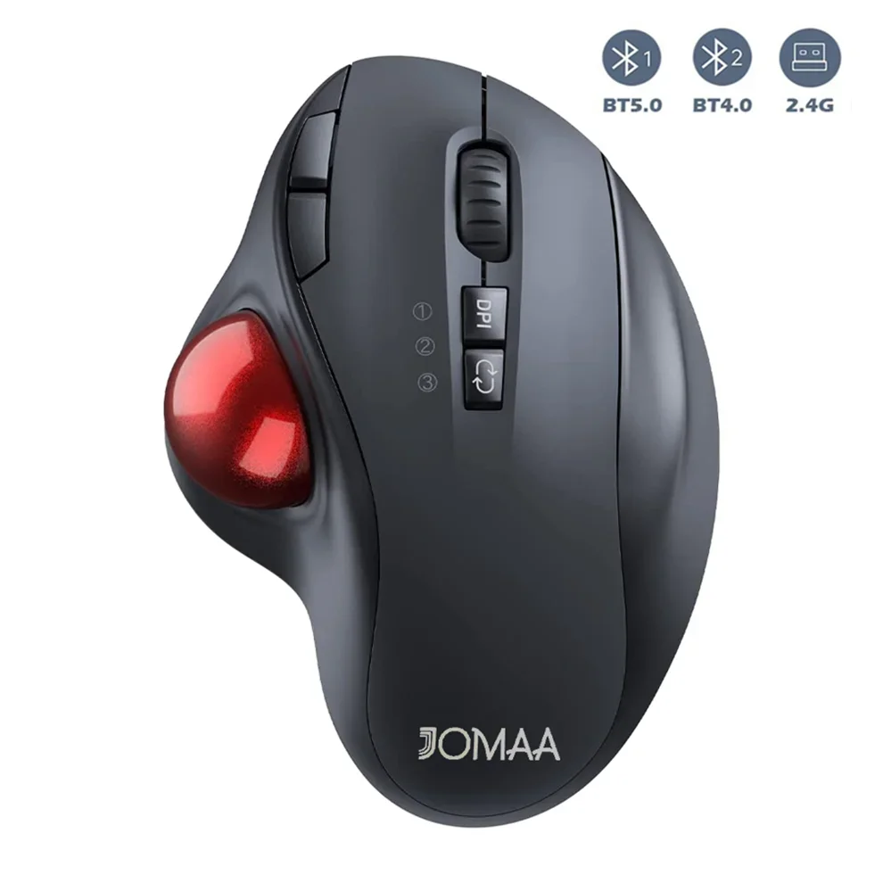 Mouse Da Gioco Ricaricabile Jomaa 2.4G + Bluetooth Trackball Mouse Per Mouse Da Gioco Cad Professionale Windowscreative Mac