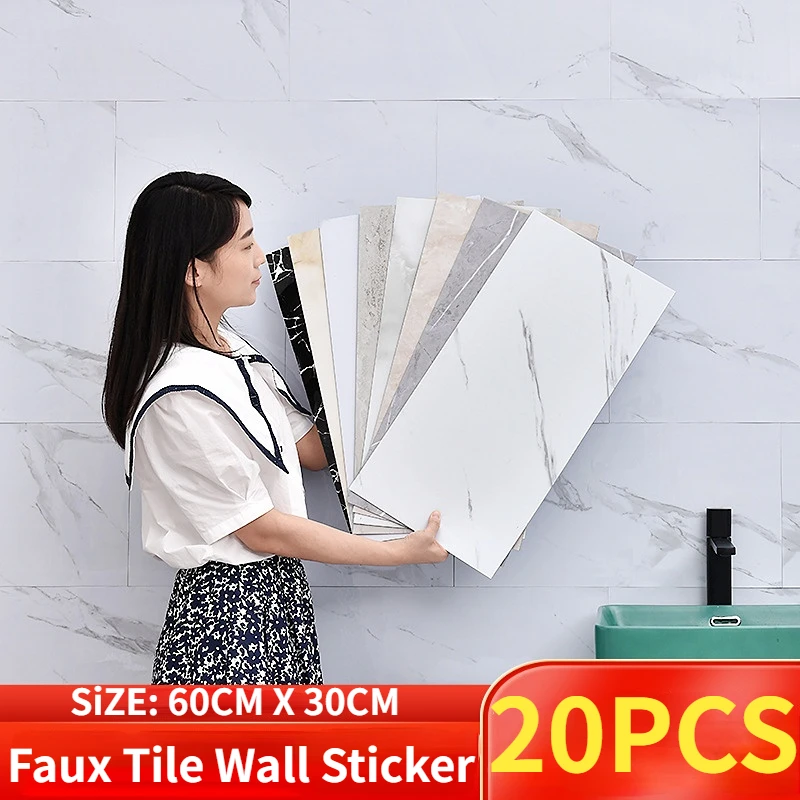 10/20PCS for Bathroom Living Room Decorative Wall Wallpaper Kitchen PVC Waterproof Sticker Vinyl Self-adhesive Tile Wall Sticker