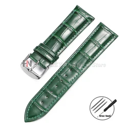 Deluxe Leather Watch Strap for Men & Women - Black & Brown Soft Bracelet (Green)