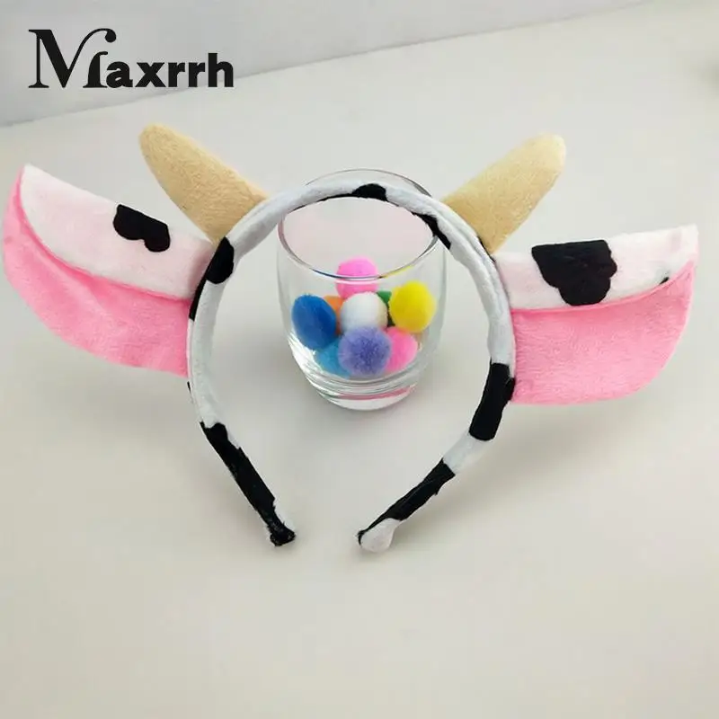 Креативная повязка на голову с ушками из коровьего молочного рога повязка на голову для костюма животного повязка для волос реквизит для вечерние ривечерние подарки
