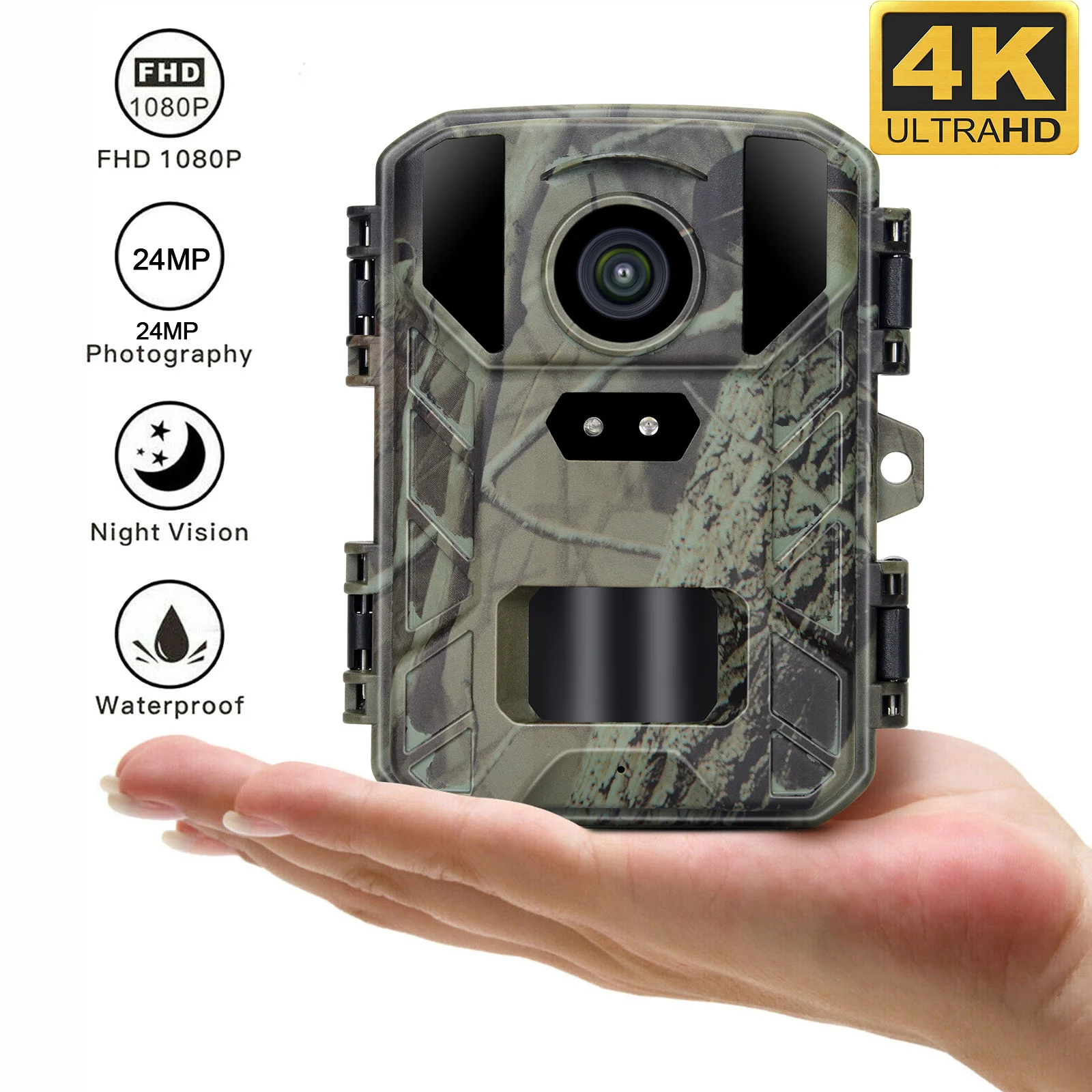 미니 야생 동물 사냥 카메라, 방수 HD 야간 투시경, 적외선 사진 트랩, 256GB 자동차, 4K MiNi800, 50MP 트레일 카메라