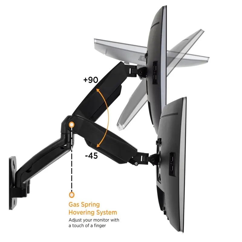 

2023 new Full Motion Dual Monitor Wall Mount with Extended Arms | Fits 19-27 inch Computer Screens | 75 100 VESA Patterns tv sta