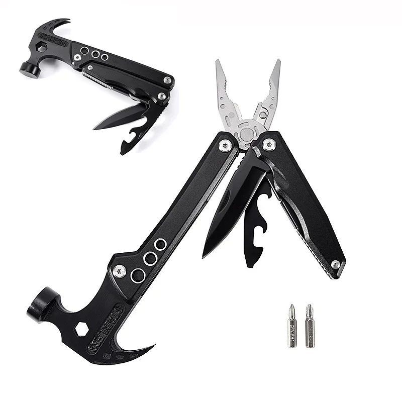 Outdoor Multifunctional Knife Pliers, Nail Hammer, Folding Table, Window Breaking Tool, Portable Emergency Rescue Hammer
