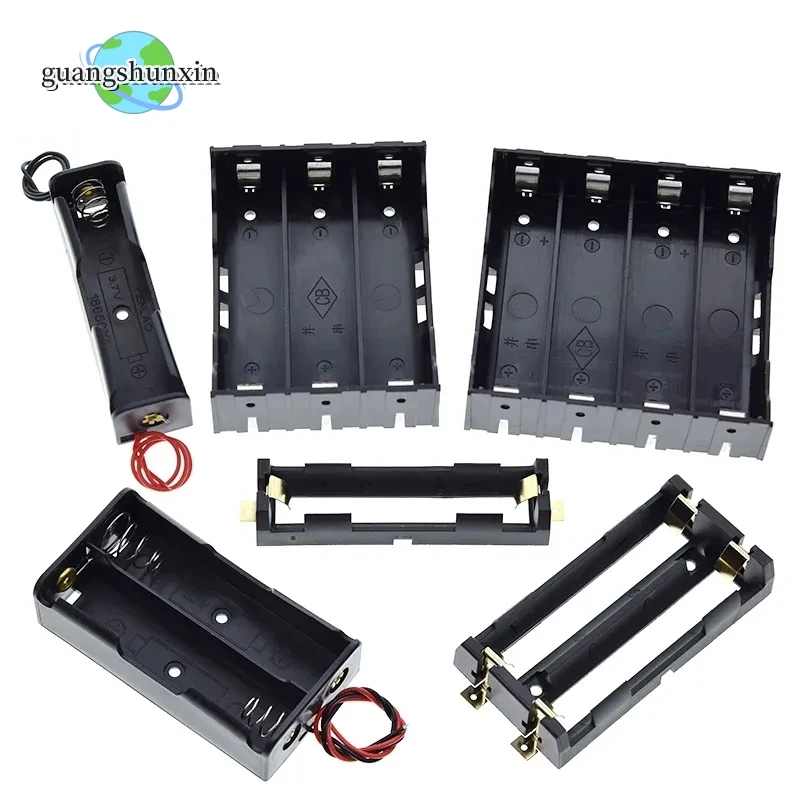 Battery Holder Box Plastic Standard Size AA/18650 Battery Holder Box Case Black With Wire Lead 3.7V/1.5V Clip