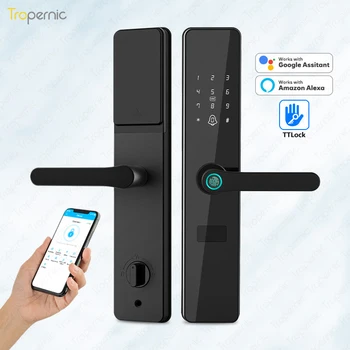 스마트 홈 도어락 TTlock 앱 RFID 암호 잠금 전자 디지털 자동 푸시 앤 풀 도어록 시스템, 장붓구멍 6068 포함
