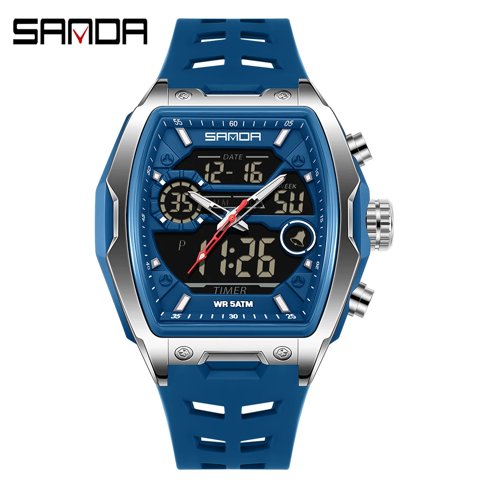 SANDA Dual Display Sports Chronograph LED Analog-Digital Military Watch