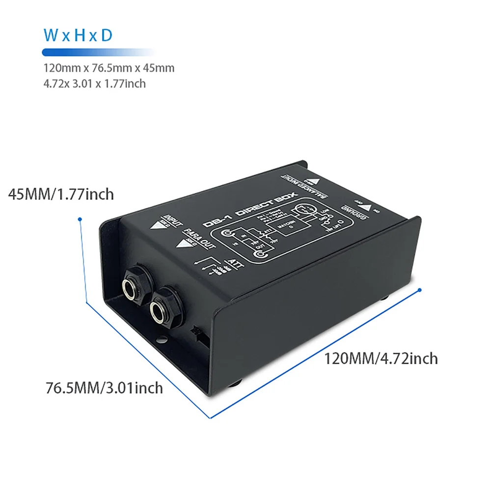 Passive Audio DI Box Low Noise Single Channel Balanced Unbalanced Signal Isolato