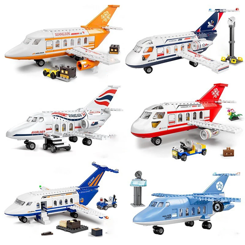 City Airplane International Passenger Plane Flight Model Building Blocks Airport Airlines Station Bricks Set Giocattolo Per Bambini Tecnico
