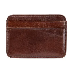 Elegant Genuine Leather Mini Wallet - Slim Credit Card Holder with ID and Coin Pocket, 4 Slots (Coffee)