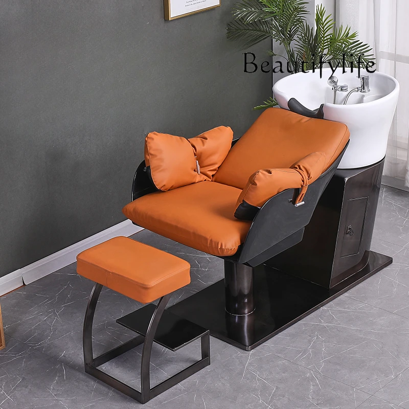 

Barber Shop Shampoo Bed Hair Salon Fashion Simple Ceramic Deep Basin Half Lying Flushing Bed Hair Salon