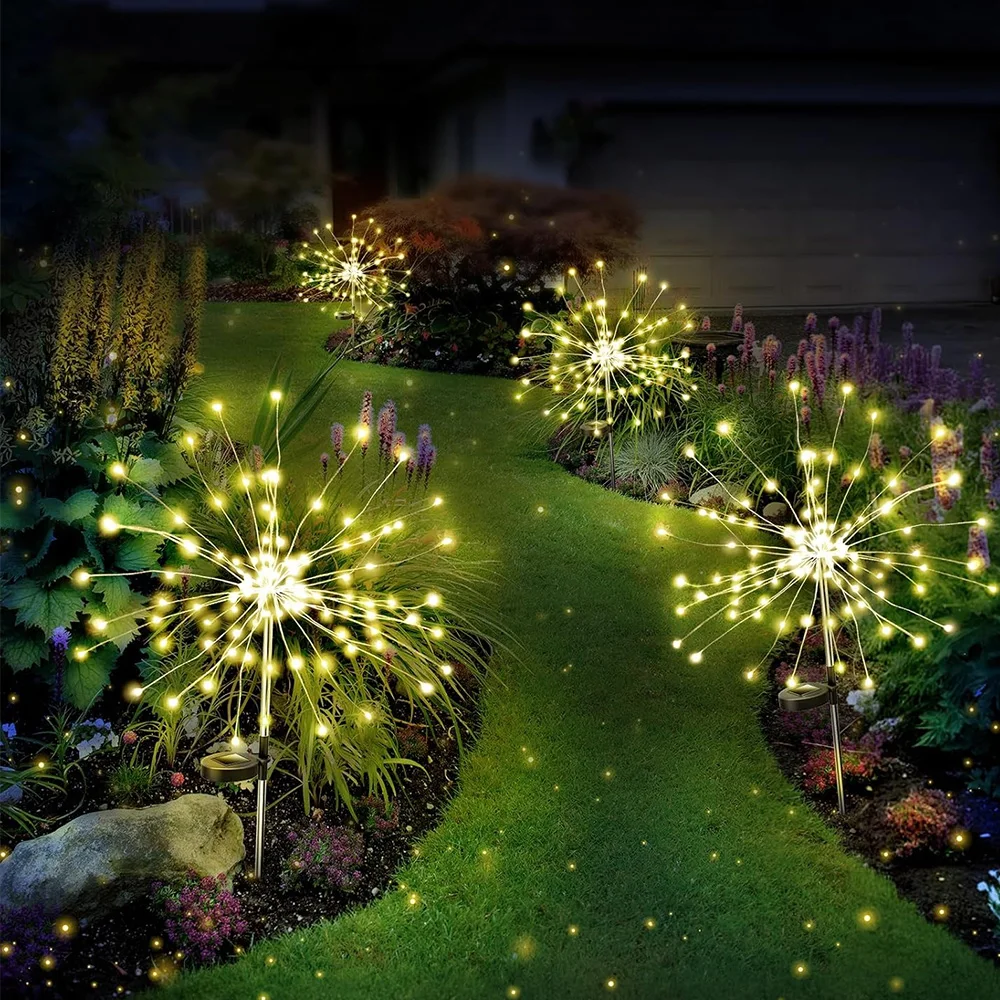 Solar Fireworks Lights - 8 Lighting Modes, IP65 Waterproof, Outdoor Festival Decorative Lights For Courtyard, Lawn, Garden, Path 2